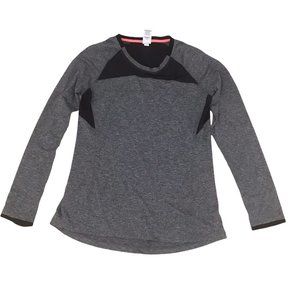 Champion Woman’s Gray Long Sleeve Spellout Logo T Shirt Size Medium